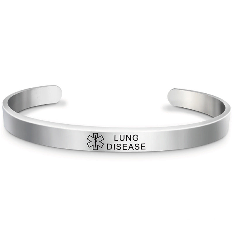 Fashion Silver Plated Medical Alert Cuff Bracelet EPILEPSY Diabetic Allergy Stainless Steel Bangle For Women Men