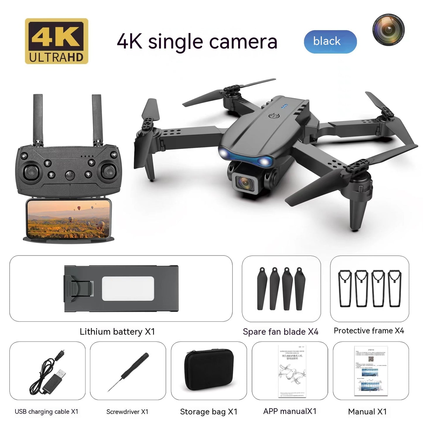 E99pro Aerial Drone 4k High-definition Dual Camera Three Sided Camera