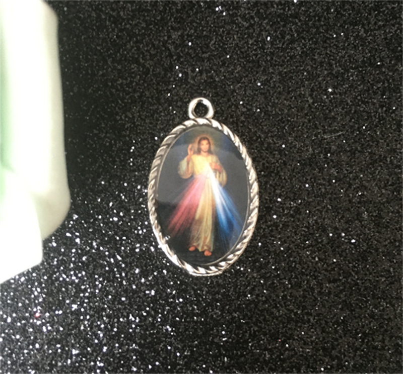 Pattern Crystal Holy Plate Jesus Virgin And Joseph Holy Family Statue Necklace Pendant