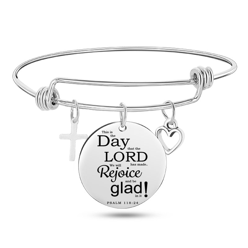 Jesus Christian Bible Scripture Stainless Steel Bangle Bracelet