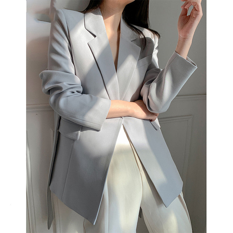 Blue-gray High Sense Of Loose Korean Temperament Suit Jacket Women