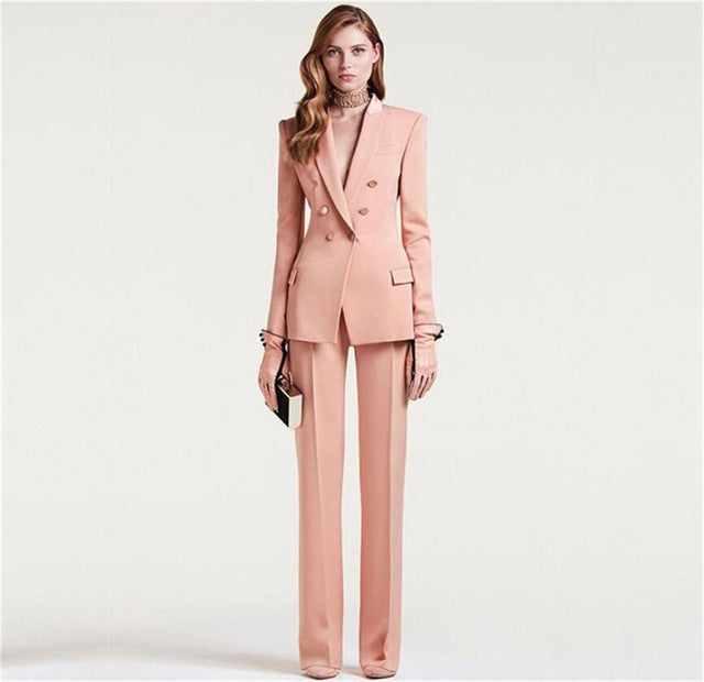 Lady Women Suits Set Spring And Autumn White Peak Lapel