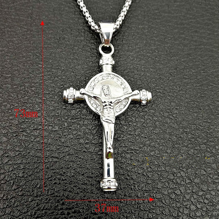 Titanium Stainless Steel Gold-plated Jesus Cross Pendant