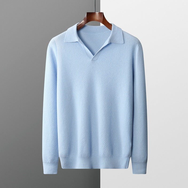 Autumn And Winter New Retro Polo Collar Pure Cashmere Shirt Women