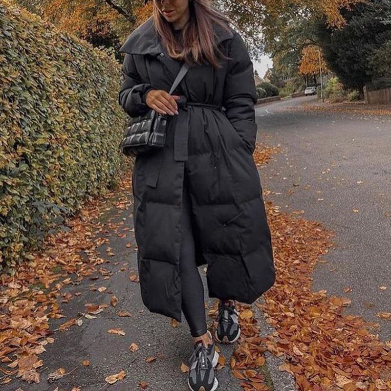 Malina Thick Loose Parkas Women Fashion Solid Covered Button