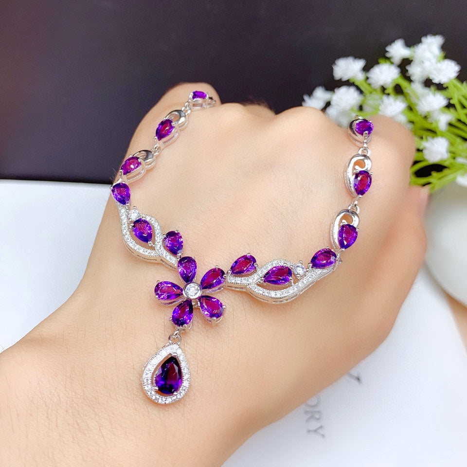 Natural Brazilian Amethyst Necklace Women