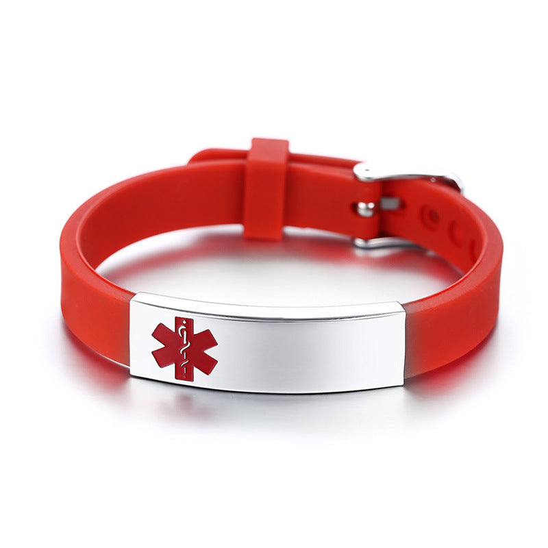 Silica Gel And Titanium Steel Curved Medical Bracelet