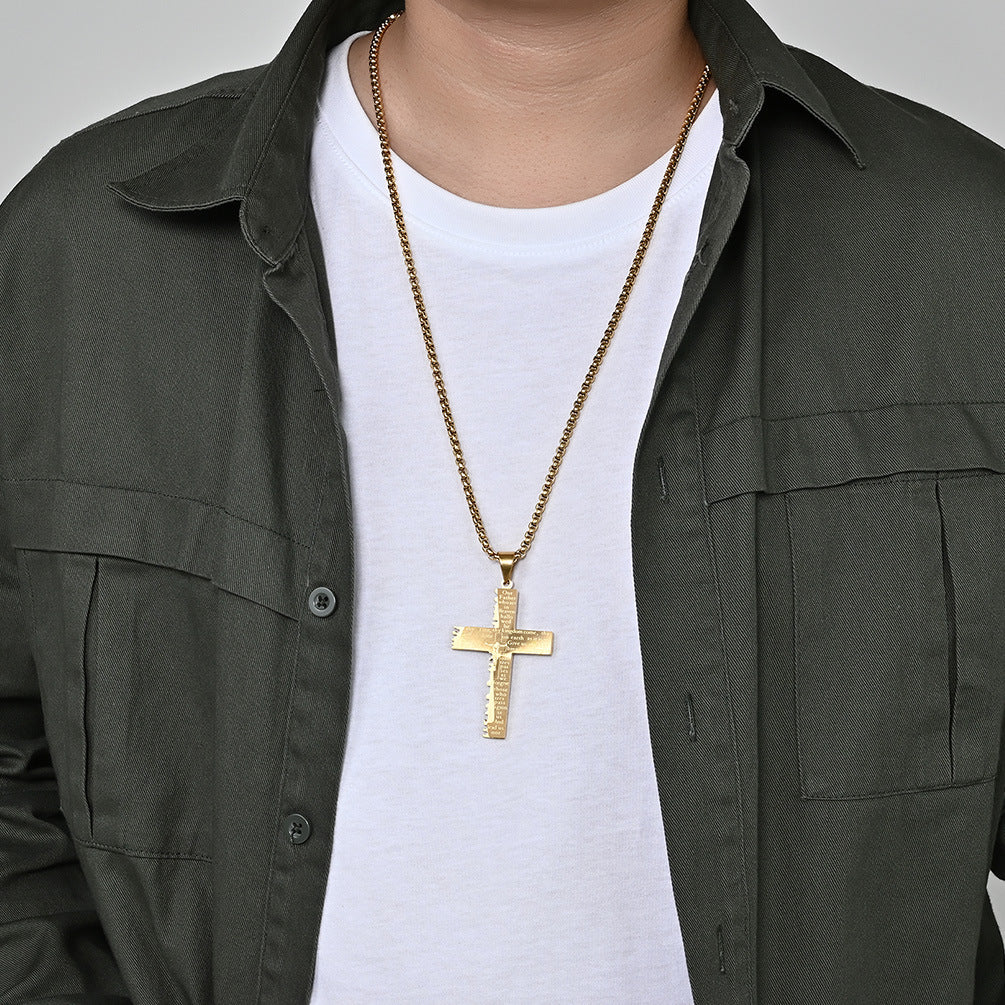 Christian Jesus Cross Necklace Double Men's