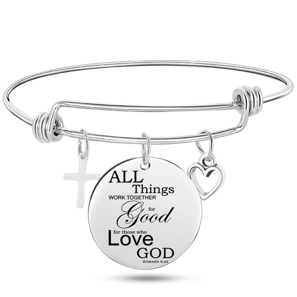 Jesus Christian Bible Scripture Stainless Steel Bangle Bracelet