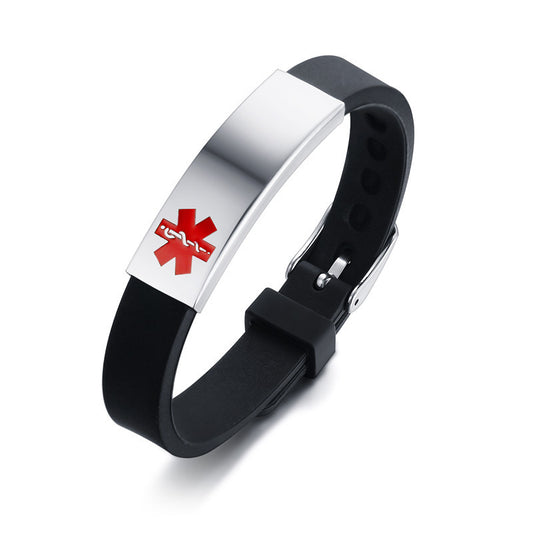 Silica Gel And Titanium Steel Curved Medical Bracelet