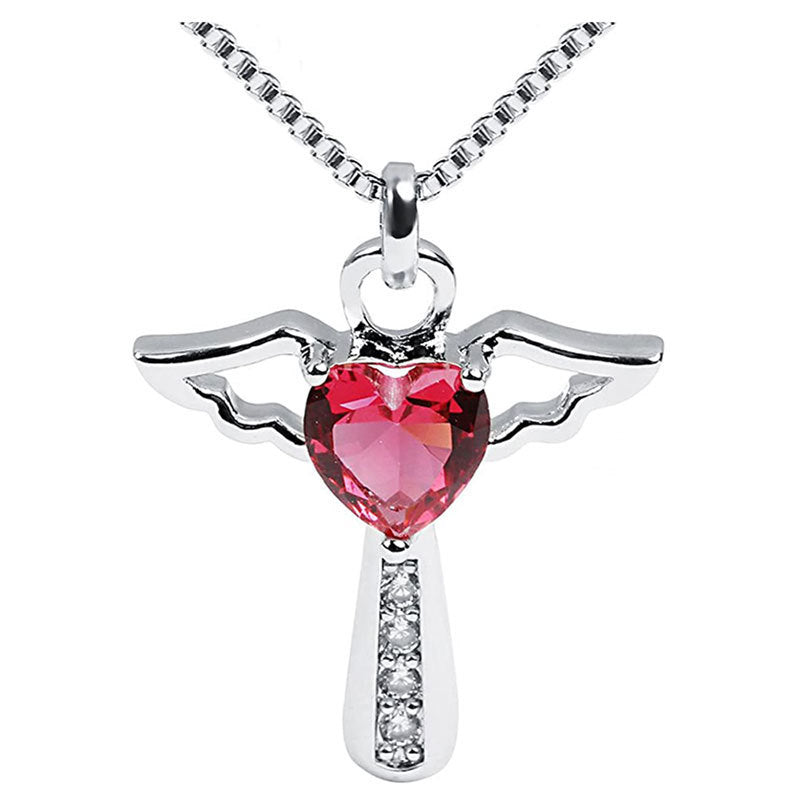 Epacket Drop Shipping Fast Ship Hot Jesus Cross Love Angel Heart Pendant Necklace 18 Inch Wings Silver 925 Women Girl