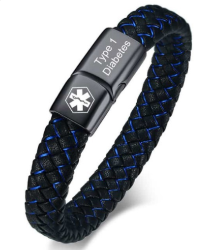 Stainless Steel Magnet Buckle Medical Bracelet Men's Leather Rope