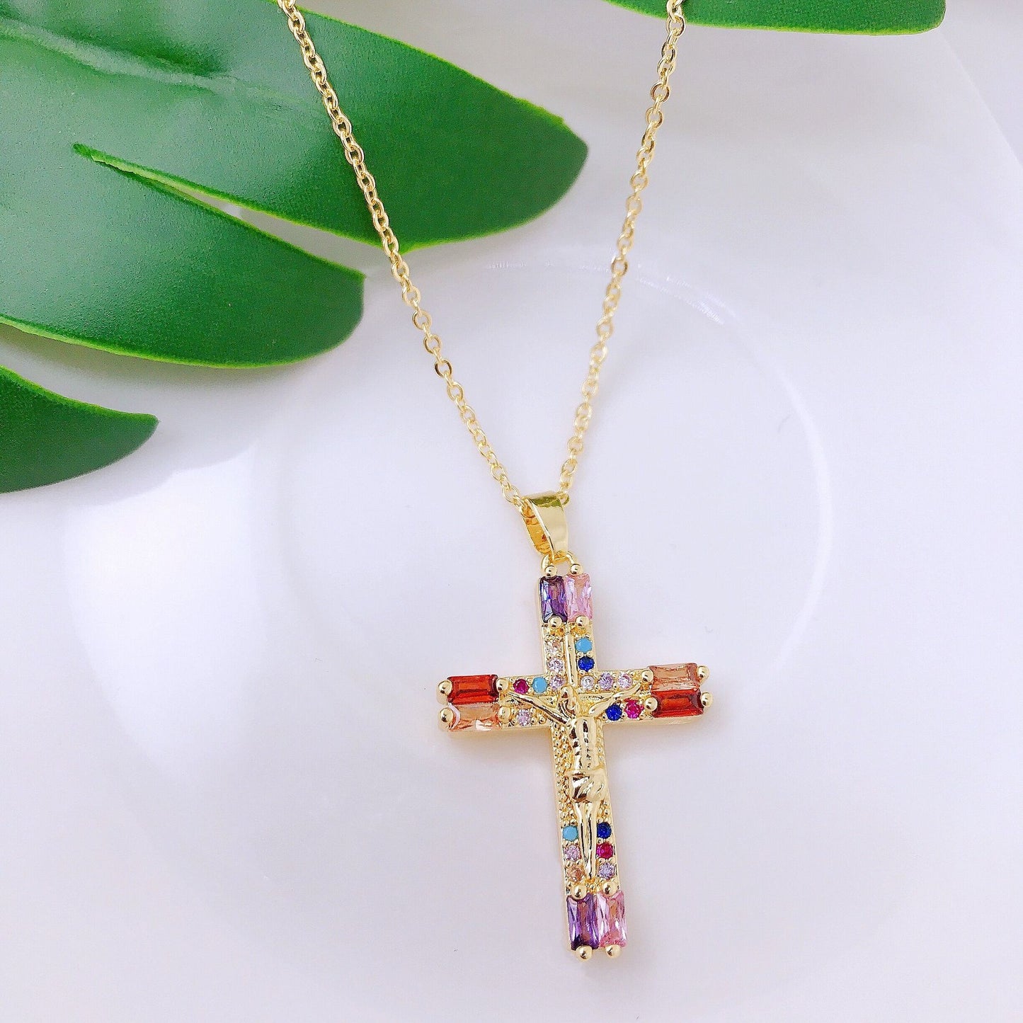 Jesus Cross Necklace Pendant INS Clavicle Chain Versatile Personality