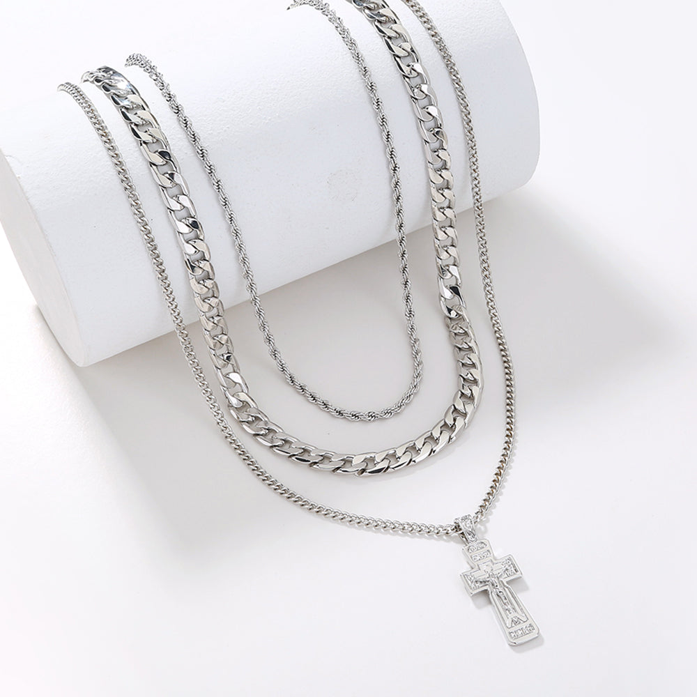 Jesus Cross multi layer necklace