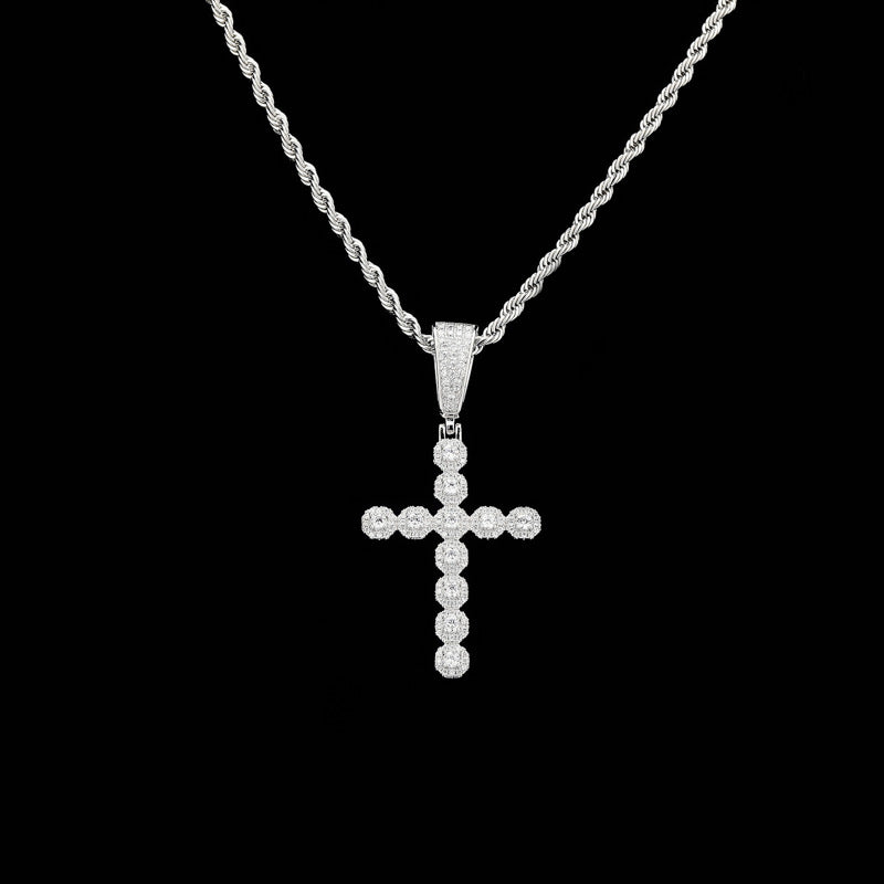 Christ Jesus Cross Retro Pendant Full Of Zircon Trendy Men's And Women's Necklaces