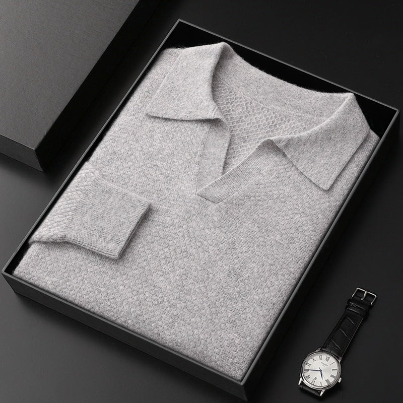 Autumn And Winter New Retro Polo Collar Pure Cashmere Shirt Women