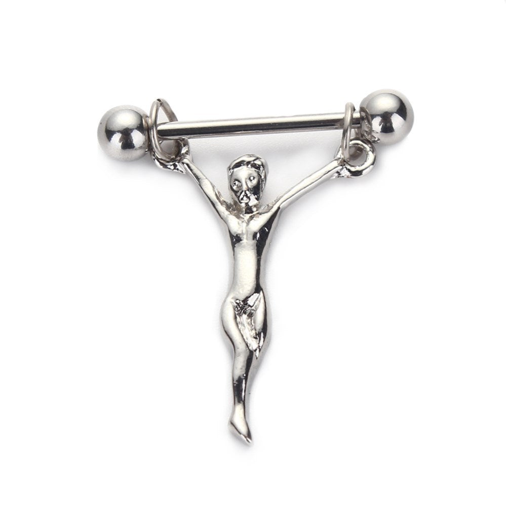 Fashion Personality Stainless Steel Jesus Nipple Ring