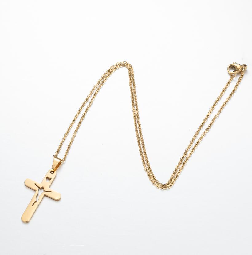 Jesus Cross Pendant Necklace European And American Men And Women Style Vintage INS Wind Stainless Steel Collarbone Chain