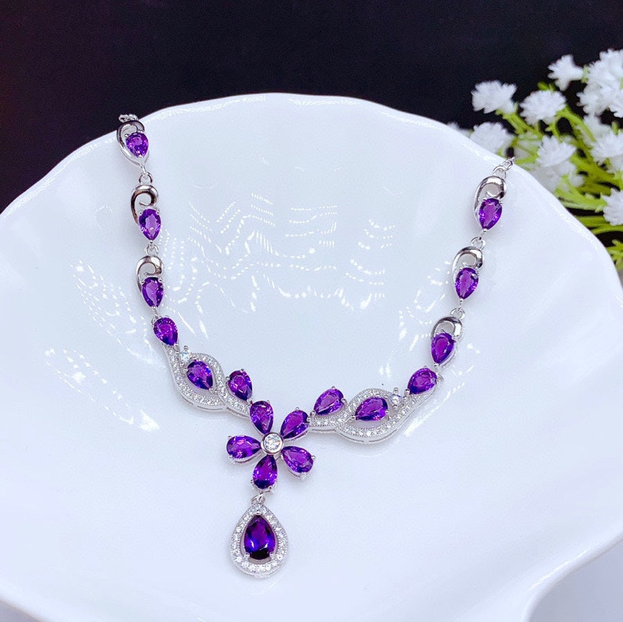 Natural Brazilian Amethyst Necklace Women