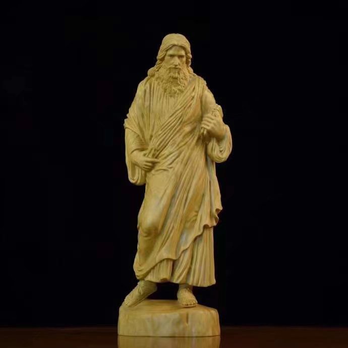 Small Leaf Boxwood Carving Jesus Ornaments Chinese Style Wood