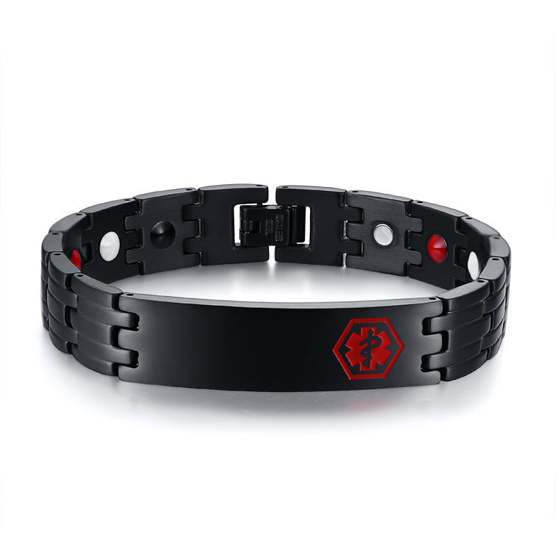 Titanium Steel Medical Magnetic Black Men's Bracelet