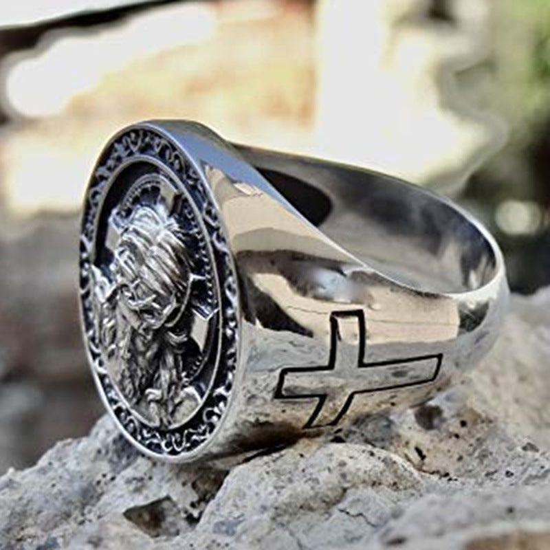 Fashion Jesus Cross Men Punk Ring