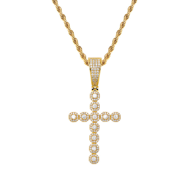 Christ Jesus Cross Retro Pendant Full Of Zircon Trendy Men's And Women's Necklaces