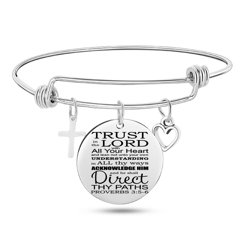 Jesus Christian Bible Scripture Stainless Steel Bangle Bracelet