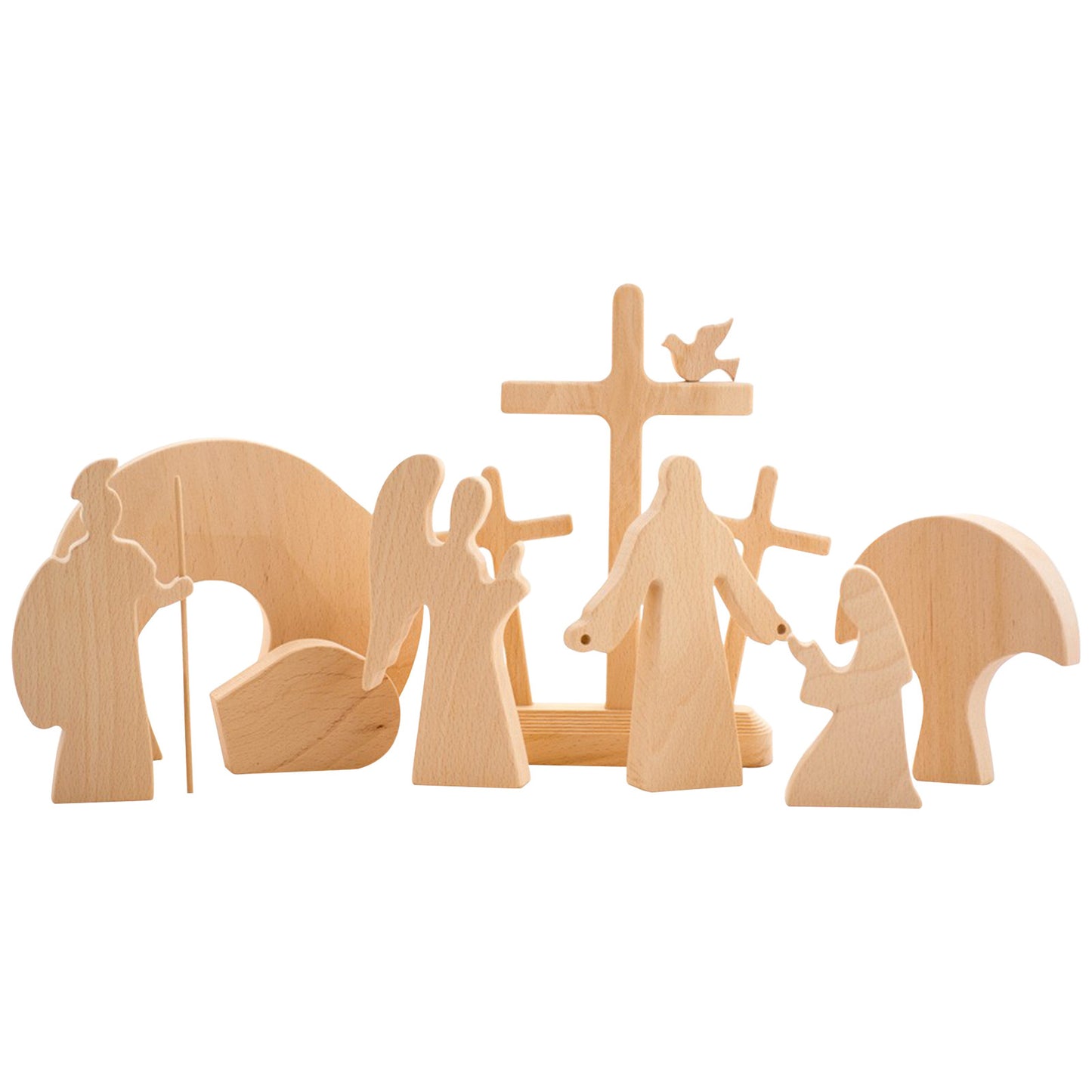 Wooden Easter Creche - NATURAL Easter Jesus Wooden Decoration