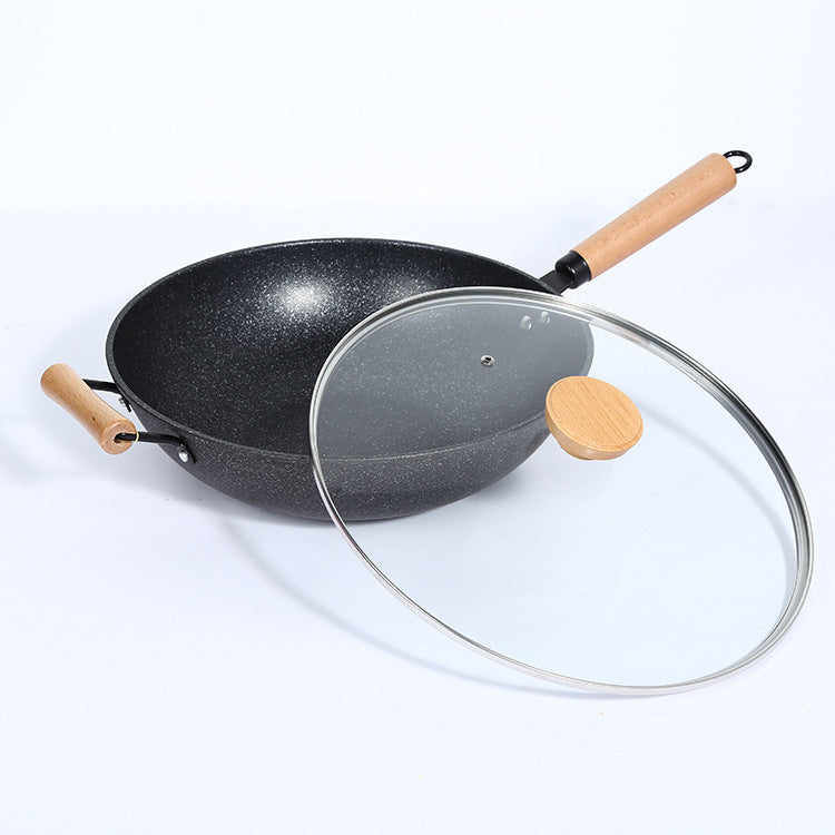 Household Non-stick Medical Stone Wok Induction Cooker Applicable To Gas Stove